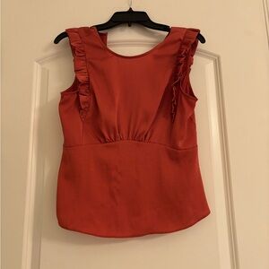 Express Orange Ruffled Sleeveless Blouse